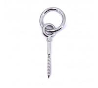 5 Pitons à Oeil Filetage Bois avec Anneaux Articulés 8 x 80 mm - Inox A4 - D-Work