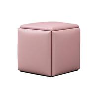 5 po en 1 Tabouret combiné en Cuir PU tabourets de Cube Magique empilables, Roues Amovibles siège rembourré, Petits tabourets multifonctionnels Max, 150 kg Pink,35x36cm