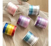 5 rouleaux de ruban en polyester multicolore, emballage cadeau, floral DIY, ruban satin décoratif, ruban en tulle haut de gamme pour bouquet de fleurs, emballage cadeau d'anniversaire Bleu,Rose,Violet