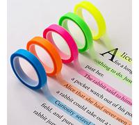 5 Rouleaux Ruban Surligneur, 6mm x 5m Amovible Ruban Fluorescent Surligneur Fluorescent Ruban Adhésif Coloré Transparent pour Étudiants Enseignants Lecture Prise de Notes en ureau