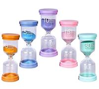 5 Sablier Minuteur Enfant kit,Minuterie de Cuisine,3/5/10/15/30Min-Macaron