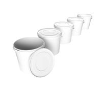5 seaux avec couvercle 10 l blancs ronds | Seau en plastique résistant aux aliments, hermétique et stable | Seau vide avec poignée et couvercle adapté aux aliments, produits chimiques, poudres à