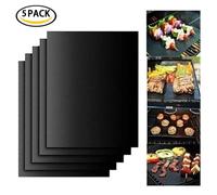 5 sets barbecue grill tapis barbecue antiadhésifs Tapis et tapis cuisson Barbecue électrique Barbecue à charbon -Noir
