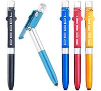 5 stylos à bille 4 en 1 avec stylet, support smartphone et lampe led [Pearl]