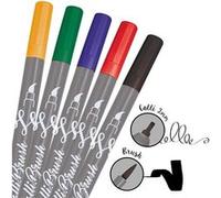 Online Parure Calli.Brush Classic, set de 5 stylos feutre calligraphie avec deux côtés (côté calligraphie de 2 mm et côté pinceau flexible) pour handlettering/bullet journaling/écriture créative