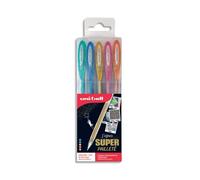 5 Stylos roller - Encre gel - Couleurs pailletées - Pointe moyenne - Uni-Ball - Signo