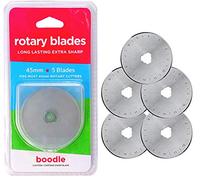 5 x 45mm Acier Lames pour cutter rotatif Olfa, Dafa + étui