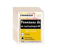 Creative Deco 5 x A4 Contreplaqué 3mm 300 x 210 x 3mm (+/- 0,5 mm) Bois Pyrogravure Beige G