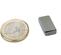 5 x Aimant rectangulaire Bloc magnétique 20 x 10 x 5mm Néodyme N42, Nickelé - force 3,8 kg - 5 pièces