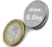 5 x Aimant rond Disque magnétique Néodyme - Ø 25 x 3mm - Néodyme N45 (NdFeB) Nickelé - Force 5,5 kg - Aimants permanents circulaires super puissant de Terres Rares pour l'industrie et la maison