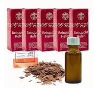 5 x Bordeaux Levure de Vin 19ml pour 50L + Copeaux de Chêne, Vina Levure de Vin Liquide