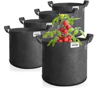 5 x sacs de plantation de 60 litres pour pommes de terre, bacs à tomates avec poignées, sac de plantation, pot de plantation de tomates, sac de protection de plantes (60 l, 5 pièces)