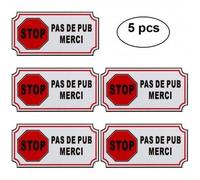 5 x Stop pas de pub publicité boite lettres sticker autocollant logo 5988 stop annonces