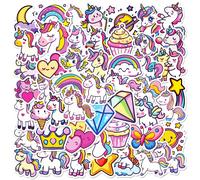 50/100 pièces Autocollants Licorne, Autocollants Cheval Arc-en-ciel Animal, En Vrac, Convient pour Bouteilles d'Eau, Albums, Journaux, Ordinateurs Portables, Téléphones, Décorations de Fête de Noël, E