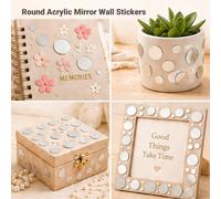 50-100 pièces Autocollants muraux miroir acrylique ronds, Décalcomanies miroir auto-adhésives, Pièces de miroir décoratives DIY pour salle de bain, salon, mur de fond, Autocollants décoratifs ronds 3D