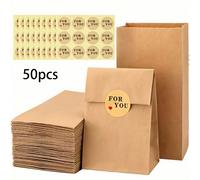 50/100 pièces Sacs en papier kraft marron mini, sacs d'emballage durables, sacs à lunch en papier, sacs de shopping, convenant pour les bonbons, les collations, le pain, le pop-corn, les mariages, les