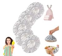 50/100Pcs Reusable Aluminium Foil Food Covers, Elastic Stretch Fit Plate Covers for Food, Heavy Duty Kitchen Foil Insulation Covers for Bowls, Picnics, Parties, Fits 10-28cm Containers (100Pcs)