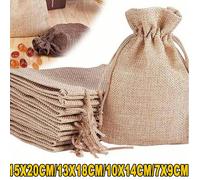 50/100pcs Sacs à cordon de couleur abricot, sacs cadeaux, pochettes d'emballage pour cadeaux de mariage DIY, décoration de mariage, fournitures de fête, sac cadeau pour la fête des pères 7x9cm,13x18cm