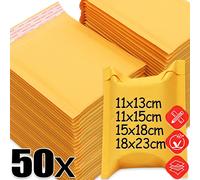 50/10x papier Kraft bulle Mailers enveloppes sacs bulle sacs d'expédition maison jaune auto-scellant imperméable coussin enveloppes pochette 11x15CM