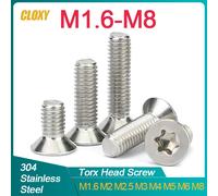 50/ 20/ 10 /5 pièces M1.6 M2 M2.5 M3 M4 M5 M6 M8 304 boulon à vis à tête fraisée plate Torx à Six lobes en acier inoxydable GB2673