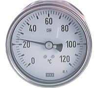 +50 à +450°C Thermomètre bimétallique en acier inoxydable pétrochimique Cabinet 63mm Tige 63mm Arrière