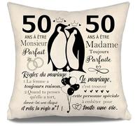 50 Ans à être Monsieur Parfait 50 Ans à être Madame Toujours Parfaite Housses de coussin pour les couples mari épouse parents grands-parents amis Joyeux 50ème anniversaire de mariage cadeau (50 ans-b)
