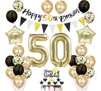 50 ans Anniversaire Décoration homme femme, Noir Bannière 50 ans Anniversaire Guirlande Déco 50 ans Anniversaire femme Or Ballons 50 ans Anniversaire Décoration gâteau 50 ans Anniversaire homme