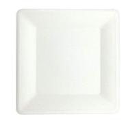 50 Assiettes plates carrées écologique en fibres de canne à sucre 26 x 26 cm