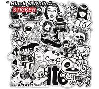 50 autocollants stickers Noir et Blanc / Gris fun pour smartphone, auto, ordinateur, casque, skate. …