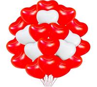 50 ballons cœur XXL Ø 40 cm - rouge & blanc - adaptés hélium - décoration mariage & Saint-Valentin pour elle & lui