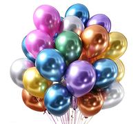 50 Ballons Métalliques Multicolores, 6 Couleurs Métalliques Ballons en Latex, Ballons Métalliques Pour Le Mariage, La Décoration D'anniversaire, Baby Shower, Décoration Vintage