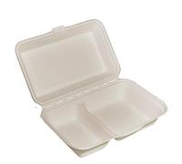 50 boîtes refermables en pulpe de cellulose porte-repas de 1000 ml 2 compartiments