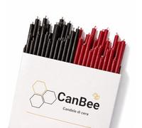 50 Bougies Fines Noires et Rouges en Cire d’Abeille Naturelle - 16 cm x 5 mm - Bougies pour Méditation, Yoga et Concentration - Combustion Propre Environ 40 Min - CanBee
