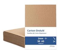 50 Carton a5 2mm | Plaque carton ondulé 2mm d'épaisseur format 21x14,8cm | Feuille pour l'emballage - Feuilles de cartonné ondulé kraft pour l'artisanat