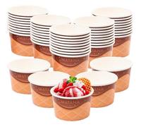 50 Coupes à Glace en Carton Coupelle Dessert Jetable Pots à Glace (240ml) Gobelets à Glace pour Anniversaire des Enfants