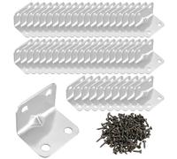 50 Equerre de Fixation Renforcée Meuble, Equerre Acier Assemblage D'angle | 20x20mm Equerre D'assemblage Renforcée Coudée de L, Avec 200 Vis, Lot Equerre Metal pour Meubles, Étagères, Armoire