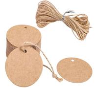 50 Étiquettes en Papier Kraft avec Ficelle - JINFGERNE - Rondes de 5,5 cm pour Noël et Emballages Cadeaux Artisanaux, Idéales pour