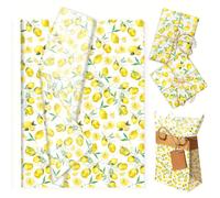 50 feuilles de papier d'emballage fin citron d'été, papier d'emballage à motif citron jaune, emballage de bouquet de couleur macaron à la mode, convient pour la fête des mères, l'anniversaire, le mari