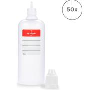 50 flacons en plastique 100 ml LDPE, G14, compte-gouttes, bouchon blanc,