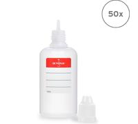 50 flacons en plastique 50 ml LDPE, G14, compte-gouttes, bouchon blanc