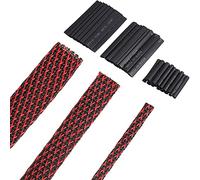 50 ft Manchon de Câble Tressé Extensible en PET, Gaine de Câble avec 127 Pièces Tubes Thermorétractables pour Câble d'Appareil Domestique (Rouge, 1 Pouce, 1/4 Pouce, 3/4 Pouce)