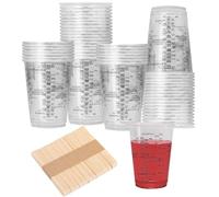 50 Gobelets Doseurs en Résine Époxy, 240 ml Godet de Mélange de Peinture, avec 50 Bâtonnets Mélangeurs, Tasses de Mesurer de Peinture avec Graduation, Réutilisable Tasses a Mélange de Pigments
