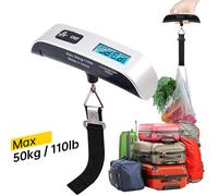 50 kg/110 lb Balance électronique portable, écran LCD, convient pour les bagages, les bagages à suspendre, les valises de voyage, peut être utilisé comme outil d'équilibrage du poids des sacs de bagag