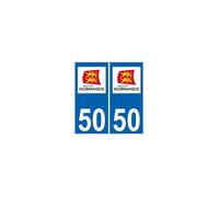 50 Manche autocollant plaque immatriculation auto département sticker Normandie nouveau logo - Angles : arrondis Arrondis