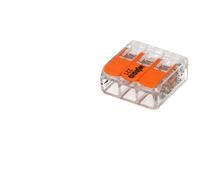 Borne de raccordement orange avec levier 3 fils Wago 221-413