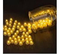 50 Mini LED Ballons, Blanc Chaud, Pile Bouton Incluse, Sans Fil, Décoration Mariage Anniversaire Fête .
