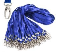 50 mousquetons bleus pour cordons, cordons plats de 81 cm avec mousqueton pour badge, cordons pour porte-clés, badges/étiquettes nominatives