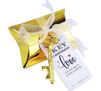 50 ouvre-bouteilles en forme de clé squelettée dorée antique, souvenir de mariage, coffret cadeau de mariage comprenant une boîte, du fil et une étiquette