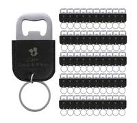 50 Pcs Décapsuleurs Personnalisés pour Cadeaux de Mariage, Ouvre Bouteille en Cuir, Porte-Clés Personnalisé, Logo de Texte Gravé, Noir