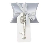 50 pcs Faveur De Mariage Cadeau Souvenir Ensemble Oreiller Boîte De Bonbons Squelette Vintage Porte-Bouteille Escortes Merci Balise Français Ruban (Argent Antique)